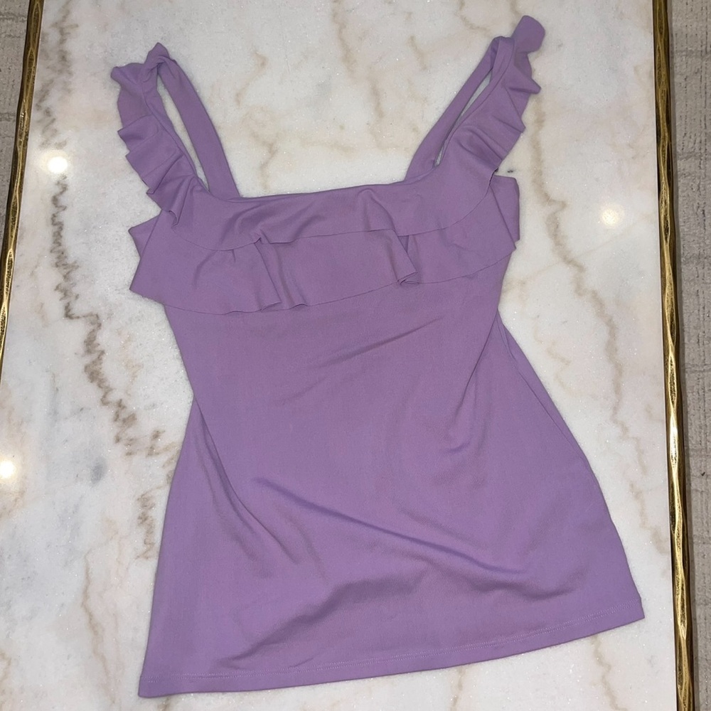 Susana Monaco Lavender Ruffle Tank Top